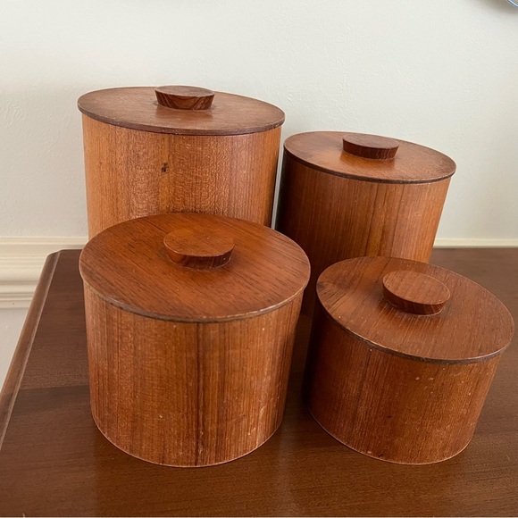 MCM Maison International Teak Canister Set Japan Nesting Set Of 4